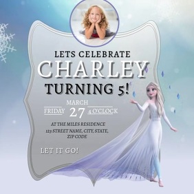 Frozen Birthday Party Invitation Template Square (1:1)