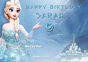 Frozen Elsa Birthday Invitation Postcard template