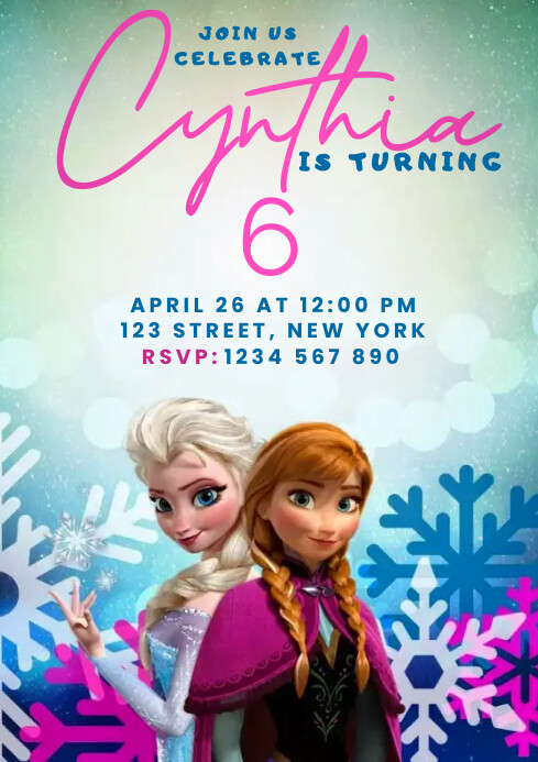 Image 1 for Frozen Birthday Card Template