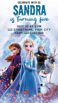 Frozen Kids Birthday Pantalla Digital (9:16) template