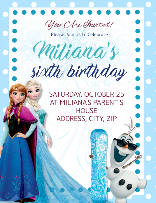 Frozen Kids Birthday Invitation Template Postermywall