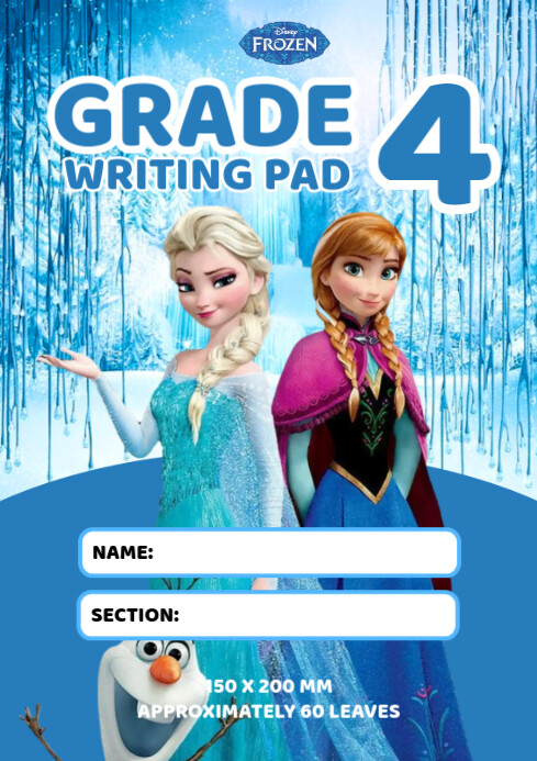 Frozen Writing Pad A4 template
