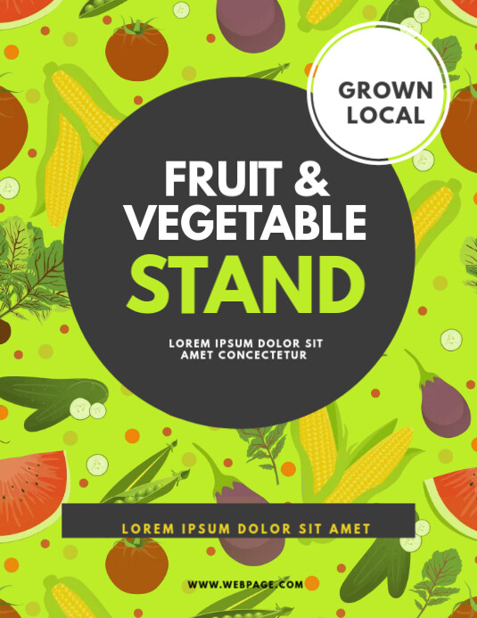 Fruit & Vegetable Stand Flyer Template Ulotka (US Letter)