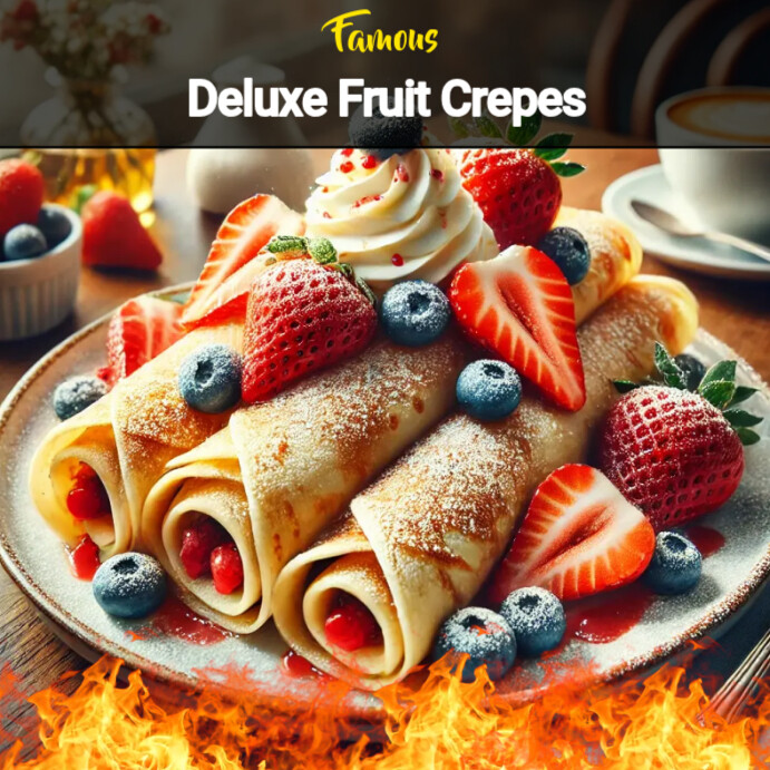 Copy of Fruit Crepes Strawberry Crepes Breakfast | PosterMyWall