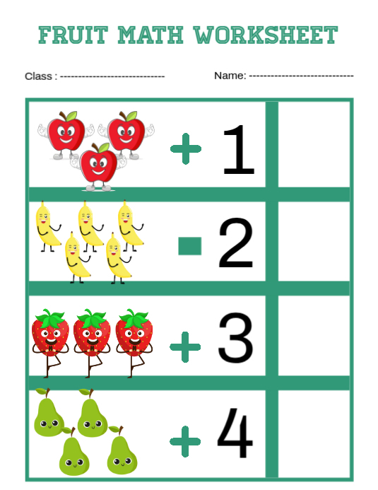 Copy of Fruit Math Worksheet | PosterMyWall
