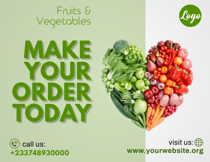 Fruits and vegetables Pamflet (Letter AS) template