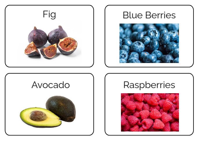 fruits flash cards for kids A4 template