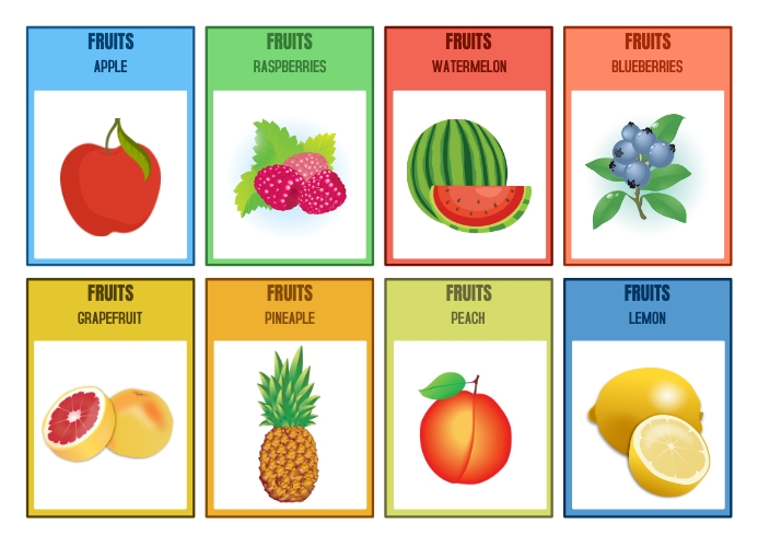 Copy of Fruits Flashcards Designs Templates 2 | PosterMyWall