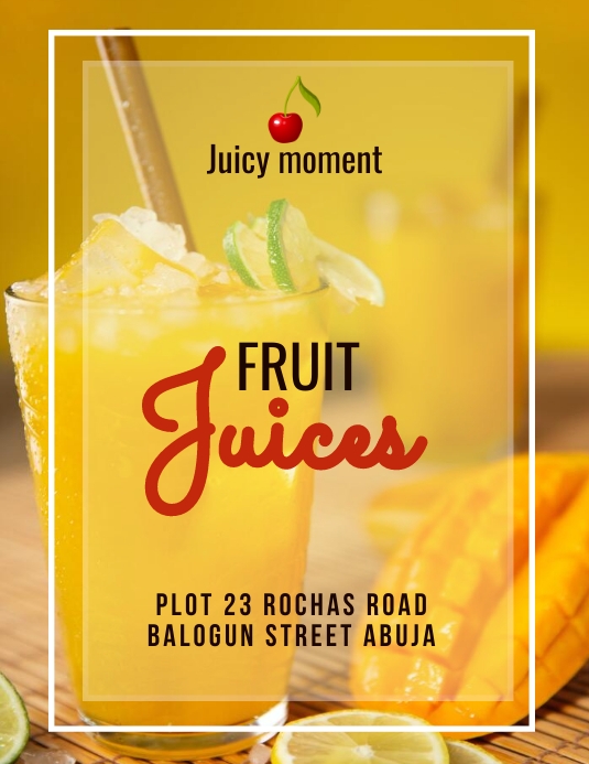 Fruits juice Folheto (US Letter) template