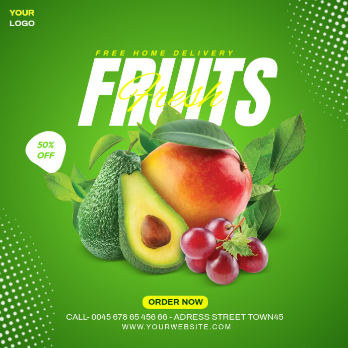 Fruits poster Persegi (1:1) template