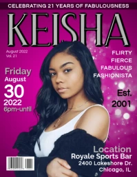 Fuchsia Magazine Style Birthday Invite Flyer (US Letter) template