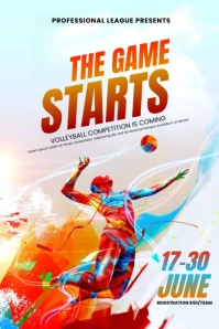 Full Color Maximalist Volleyball Competition Affiche template