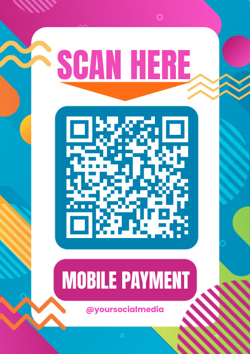Scan Here Layout Full Color Modern & Minimal Scan Here Mobile Template | PosterMyWall