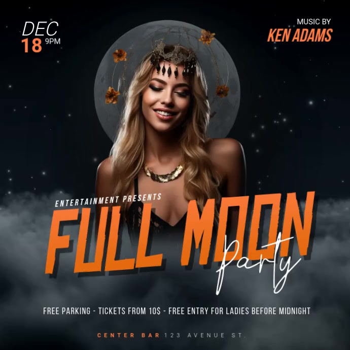 Full moon party promo template Instagram-Beitrag
