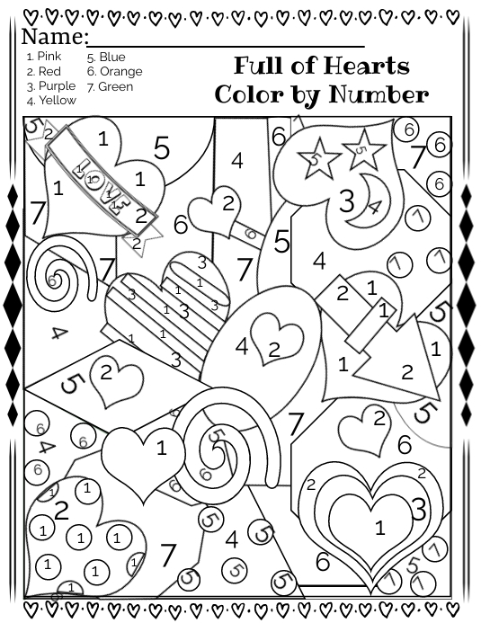 Full of Hearts Color by Number Template | PosterMyWall Full of Hearts Color by Number Template | PosterMyWall