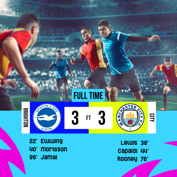 Full Time Match Graphics Full Time Score Soccer Design Templates | PosterMyWall
