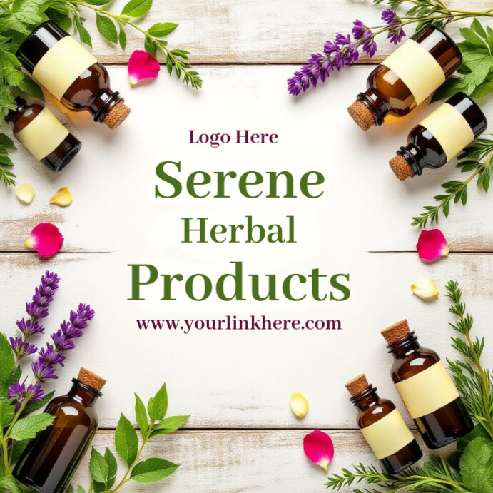 Fully Custom Herbal Products ads, Oraganic Products ad Instagram Post template