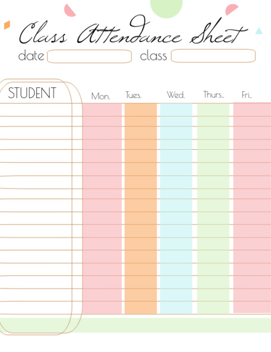 Attendance Sheet Attendance Sheet