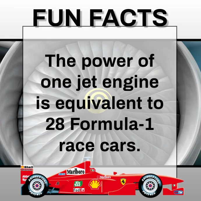 Fun facts about race cars and jet engines Template | PosterMyWall