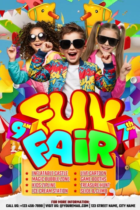Fun fair 2025: a blast of color, games, and joy Affiche template