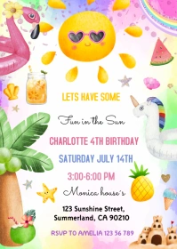 Fun in the Sun Birthday Invitation A6 template