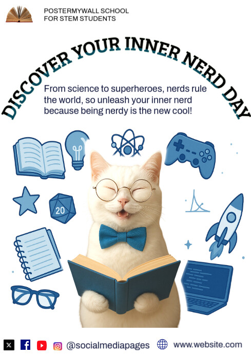 Fun Nerdy Background Template | Science, Gaming & Geek Day Celebration A4