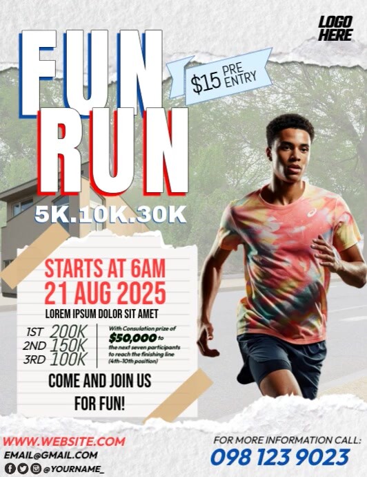 Fun Run Flyer (US Letter) template
