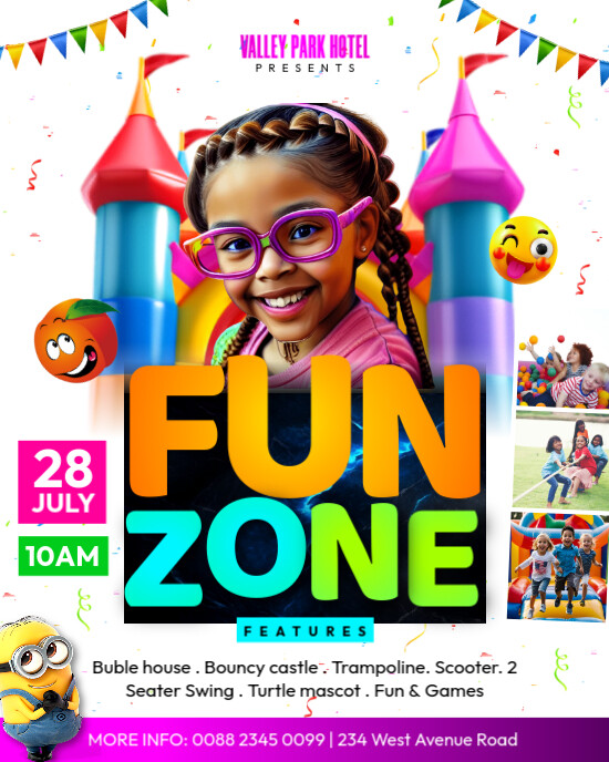 Fun Zone Posts Fun zone amusement park family kids play zone advertisement promotion ...