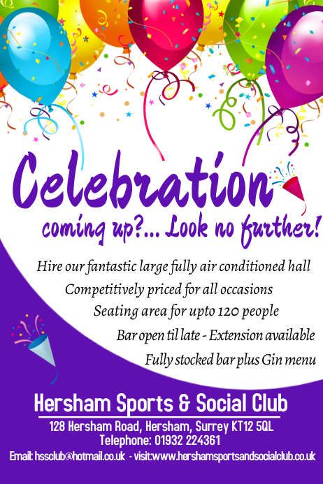 Function Hall Hire Template | PosterMyWall