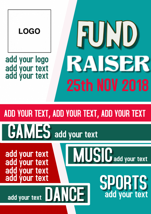 FUND, CHARITY, EVENT, PARTY TEXT POSTER FLYER A4 template