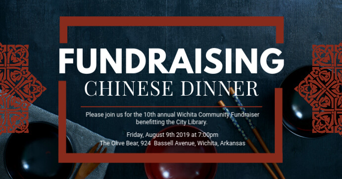 Fundraiser Dinner Chinese Restaurant Banner Facebook Event Cover template