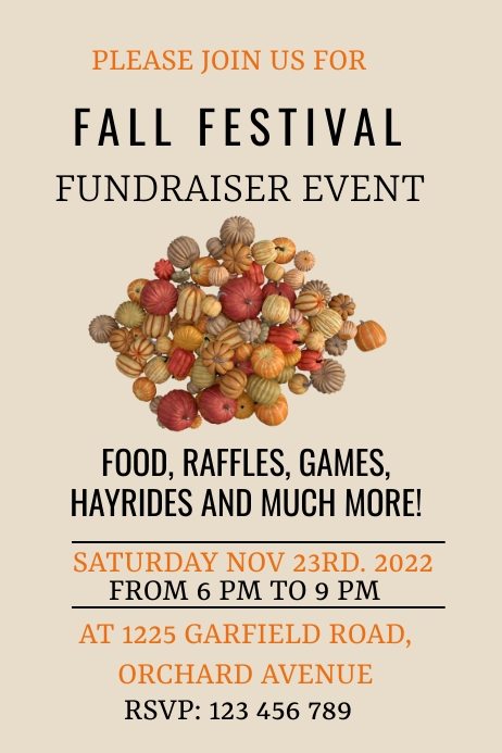 Fall Raffle Poster Fundraiser Fall Fest Template | PosterMyWall
