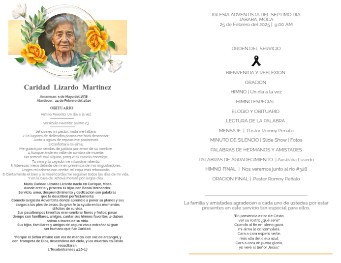 Copy of funeral, program, church service, celebration of life, eulogy ...