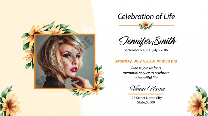 Funeral Announcement and Invitation Pantalla Digital (16:9) template