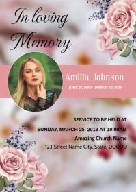 Funeral Announcement Card A6 template
