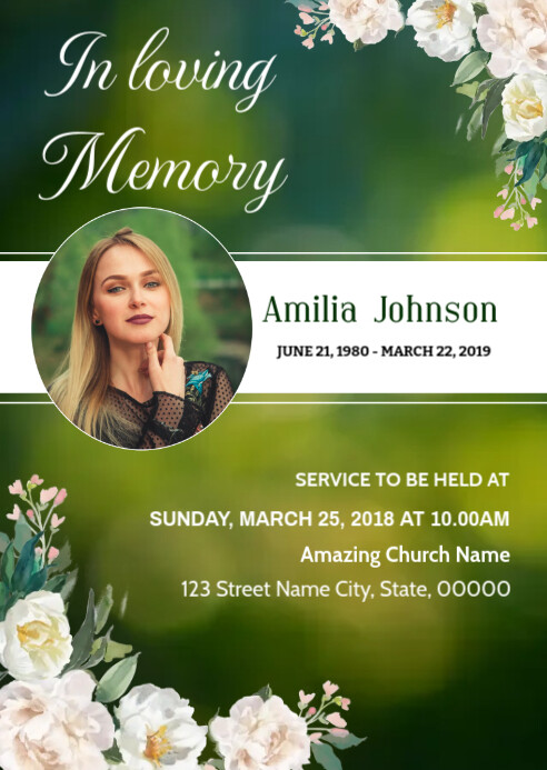 Funeral Announcement Card A6 template