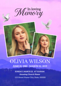 Funeral Announcement Card Template A6