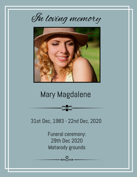 Funeral announcement Template PosterMyWall