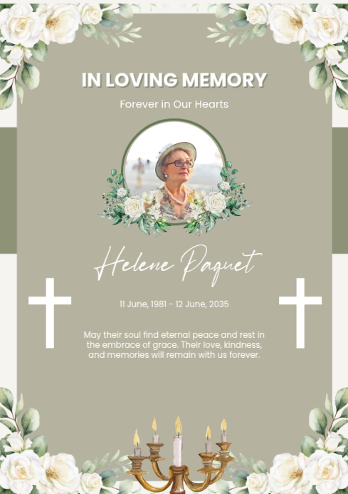 Funeral Announcement Template | PosterMyWall