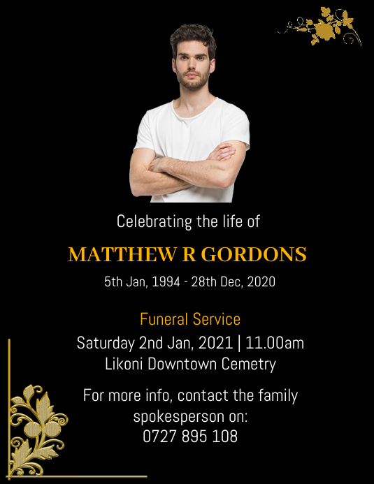 Funeral announcement Template PosterMyWall