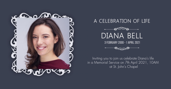 funeral announcement Imagem partilhada do Facebook template