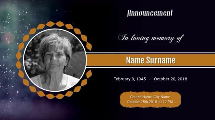 Funeral Announcement Digital Display Video Template Postermywall