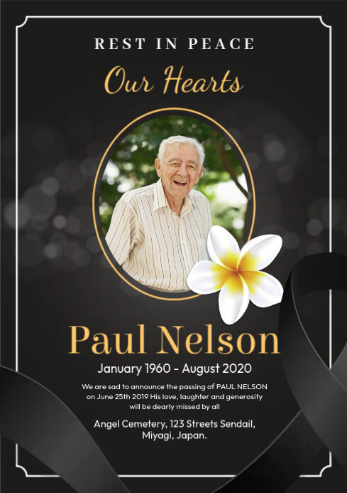 Funeral Announcement Flyer Template | PosterMyWall