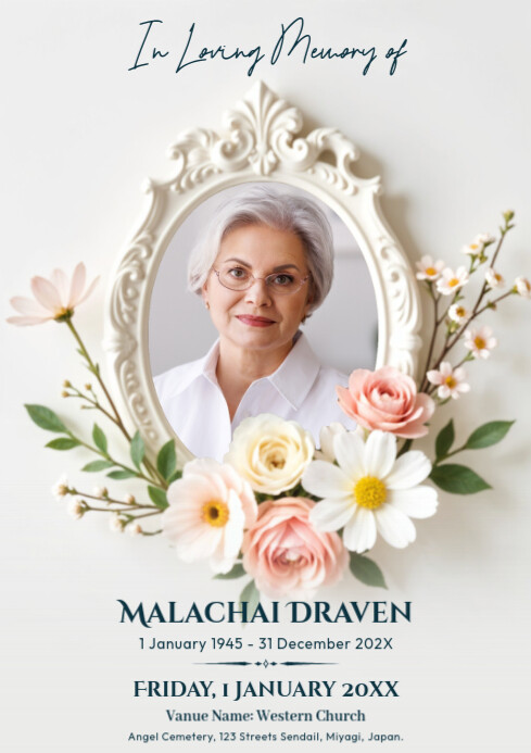 Funeral Announcement Flyer A4 template