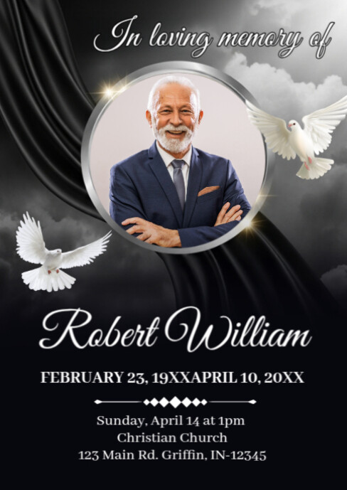 Funeral Announcement Flyer Template A6