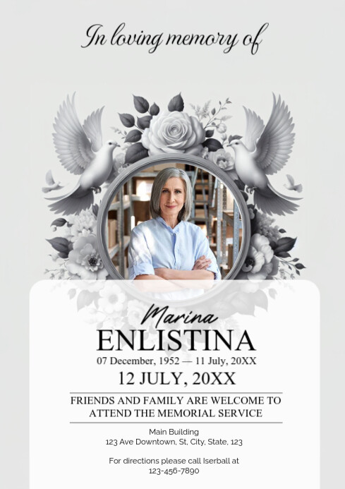 Funeral Announcement Flyer Template A4