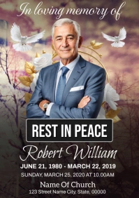 Funeral Announcement Flyer Template A4