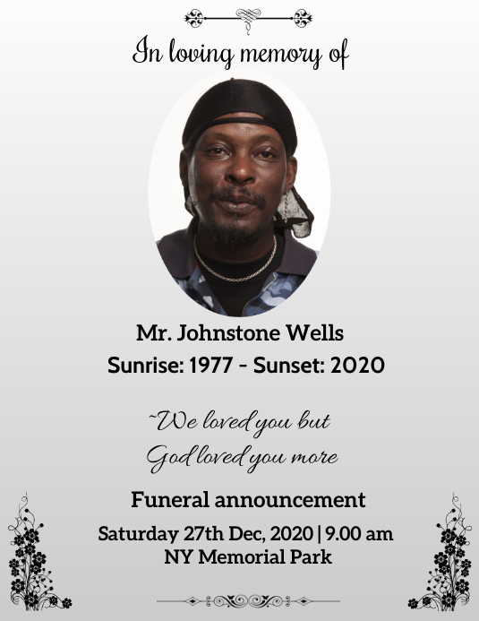 Copy of Funeral announcement poster PosterMyWall