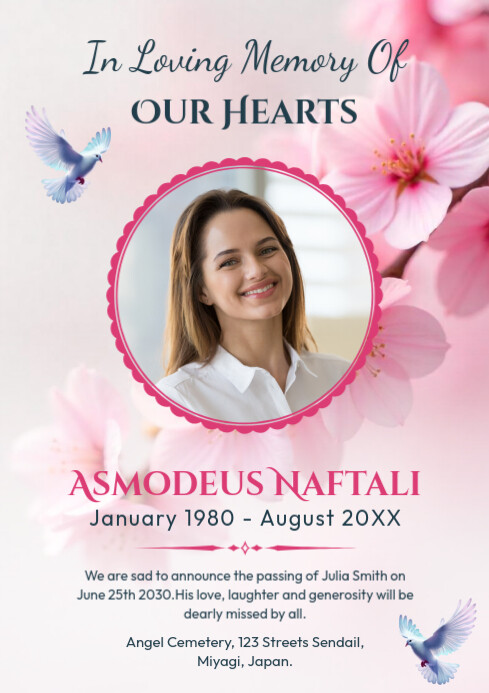 Funeral Announcement Poster Template | PosterMyWall