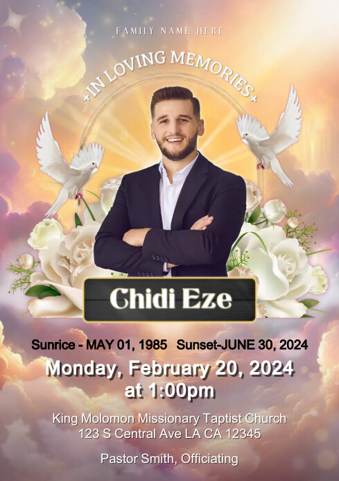 Funeral Announcement Poster A4 template